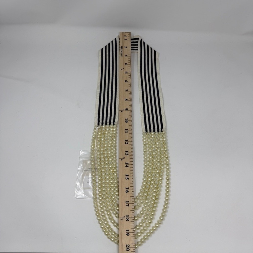 NWT‎ Anthropologie Radà Acessori Multi Strand Pearl and Striped Ribbon Necklace - Picture 8 of 10